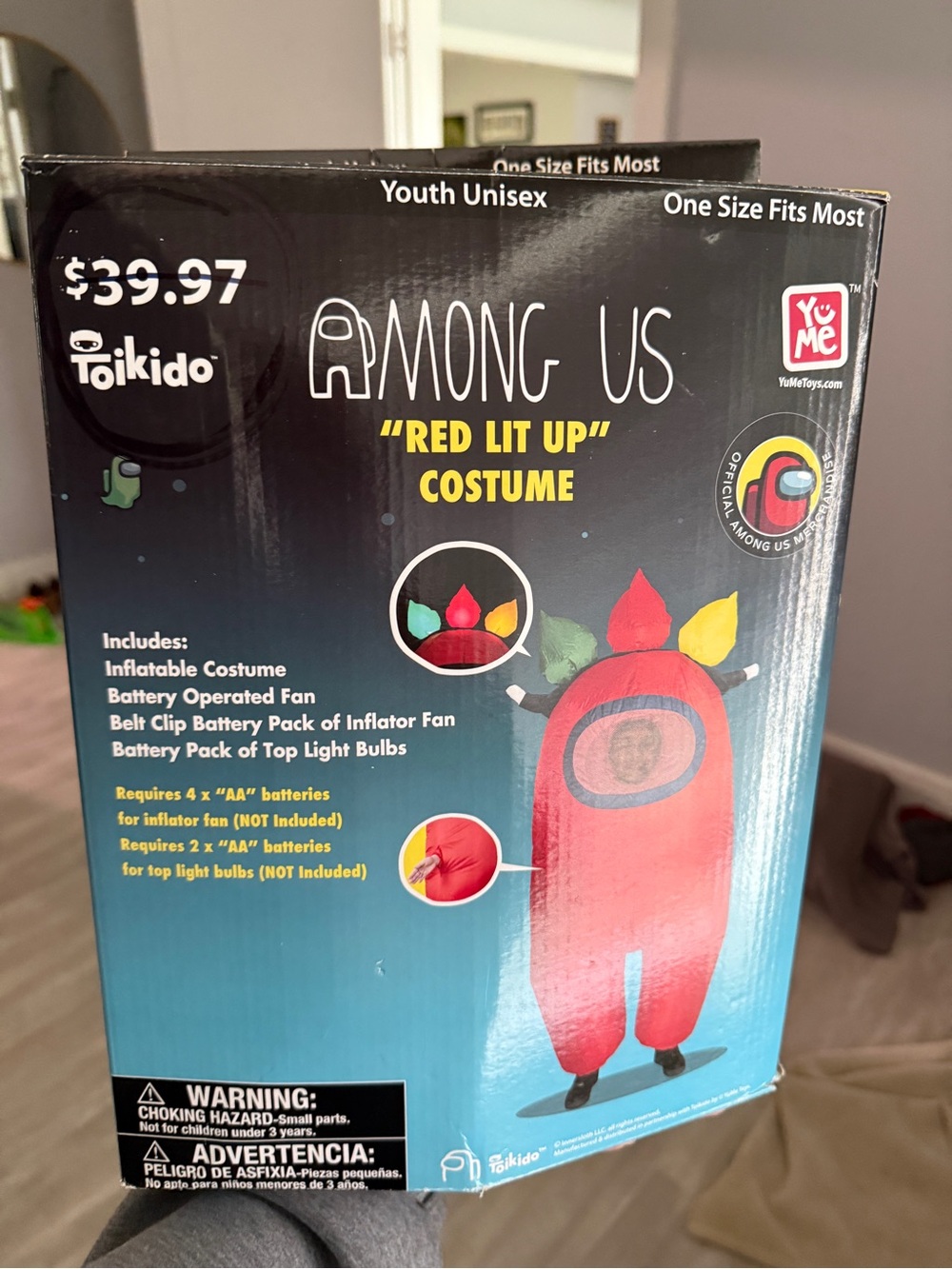 Among Us Red "Lit Up" Inflatable Costume – Youth One Size – $20